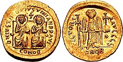 Solidus depicting Justin and Justinian.