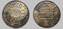 Brazil 1816 960 reis, Overstruck over Spanish 8 Reales.