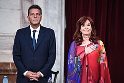 Massa with Cristina Fernández de Kirchner in March 2020.