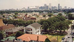 A view across Uptown New Orleans, with the Central Business District in the background, August 1991