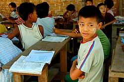 A middle school classroom in Myanmar in 2007