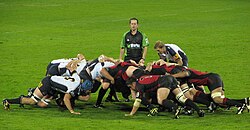 Rugby union: A scrum between the Crusaders and the Brumbies (May 2006)