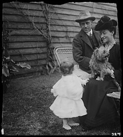 Paterson with his wife Alice and daughter Grace, photographed by Lionel Lindsay