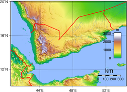 An enlargeable topographic map of Yemen