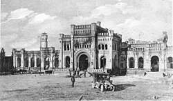 Brest railway station during World War I, c. 1915