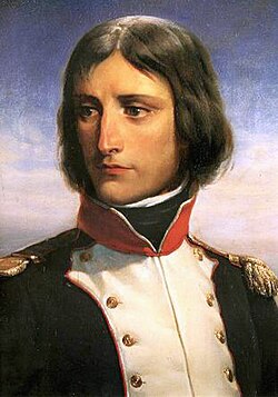 Bonaparte, aged 23, as lieutenant-colonel of a battalion of Corsican Republican volunteers. Portrait made in 1835 by Henri Félix Emmanuel Philippoteaux.