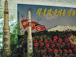 Model of an Unha-9 rocket on display at a floral exhibition in Pyongyang, 30 August 2013