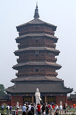 Pagoda of Fogong Temple at Ying County, Shanxi, constructed 1056–1195 during the Liao dynasty