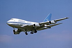 A landing Boeing 747SP in 1978.