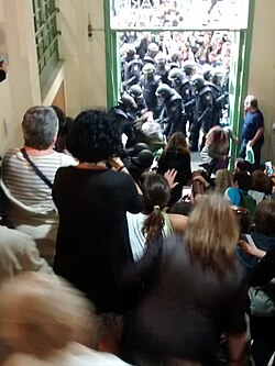 Spanish National Police storm Institut Pau Claris polling station on 1 October 2017