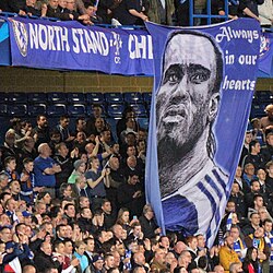 Drogba banner made by Chelsea's fans