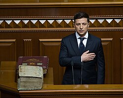 Zelenskyy during his inauguration
