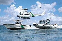 Border patrol at sea by the US Customs and Border Protection