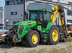 John Deere 7920 used by a track construction company
