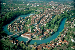 Aerial view of the Old City of Bern and the Aare