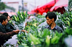 A flower market in Vietnam