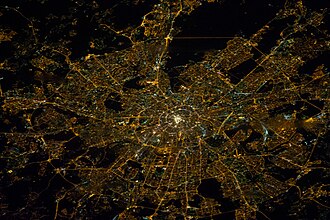 Moscow as viewed from the International Space Station, 29 January 2014