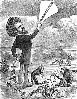 "Professor John Fiske flies the evolution kite in America." – Daily Graphic, September 12, 1874.