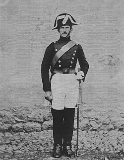 First ever photograph taken of a Guardia Civil, somewhere between 1855 and 1857 in Reinosa, Spain.