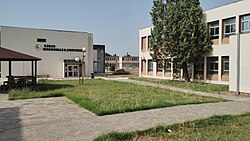Alexander campus view from the staff cafeteria. On the foreground, the School of Economics and Business Administration building.