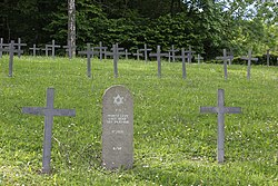 The headstones of the fallen Jewish soldiers who fought for Germany in World War I were removed during World War II, and were later replaced. This cemetery is in northern France.