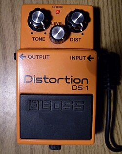 A Boss DS-1, one of the most widely used distortion pedals