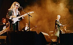 Eurythmics (Dave Stewart and Annie Lennox) on stage in Germany in 1987