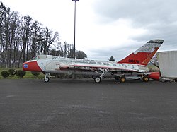 F5D-1 BuNo 139208 preserved outdoors at the Evergreen Aviation & Space Museum in 2021.