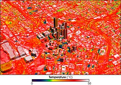 Image of Atlanta, Georgia, showing temperature distribution, with hot areas appearing white