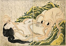 The Dream of the Fisherman's Wife (1814), a well-known example of Japanese erotic art (shunga)