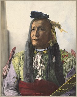 Colorized photograph of chief Mountain Chief