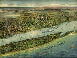 Panoramic view of West Palm Beach, North Palm Beach and Lake Worth, 1915