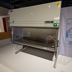 Biosafety cabinet used by Oxford Vaccine Group in the early stages of developing a COVID-19 vaccine