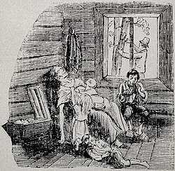 Starvation in northern Sweden depicted in an illustration of the Famine of 1867–1869