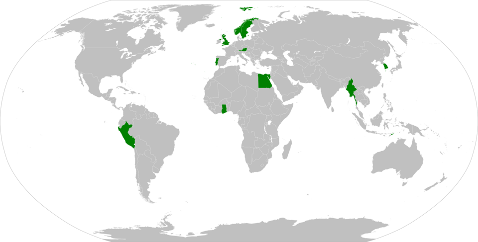 Map showing which nations have had a national serving as secretary-general of the United Nations