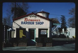 Berneice's Barber Shop, San Bernardino, photographed by John Margolies in 1977