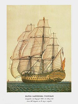 The Spanish ship of the line Nuestra Señora de la Santísima Trinidad. Philip V and Charles III made the navy a high priority