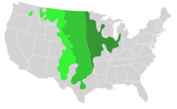 Approximate regional types of prairie in the United States
