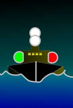 Oncoming boat indicating its port (red) and starboard (green) sides