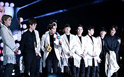 Exo at the 16th Mnet Asian Music Awards in December 2014