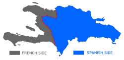 Map showing the border situation on Hispaniola following the Treaty of Aranjuez (1777)