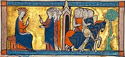 King Baldwin II presiding over a council with the Templars