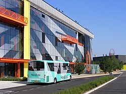 Here East, the former London Olympics Media Centre. It now accommodates campuses for Staffordshire University, Loughborough University and University College London and is a location for start-up businesses.[167]