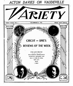 The first issue of Variety on December 16, 1905
