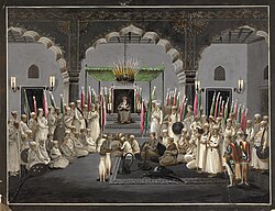 Mourning gathering in Awadh, India, circa 1795