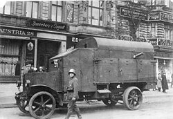 Provisional Freikorps armored vehicle in Berlin during the Kapp Putsch of March 1920