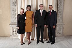 President Valdis Zatlers and First Lady Lilita Zatlere with President Barack Obama and U.S. first lady Michelle Obama