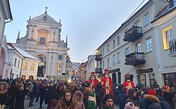 Epiphany (Three Kings' Day) procession near the Church of St. Theresa and Gate of Dawn in the capital of Lithuania Vilnius
