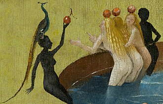 Naked figures seek pleasure in various ways.