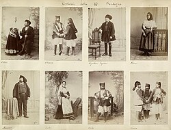 Sardinians wearing traditional ethnic garments, 1880s